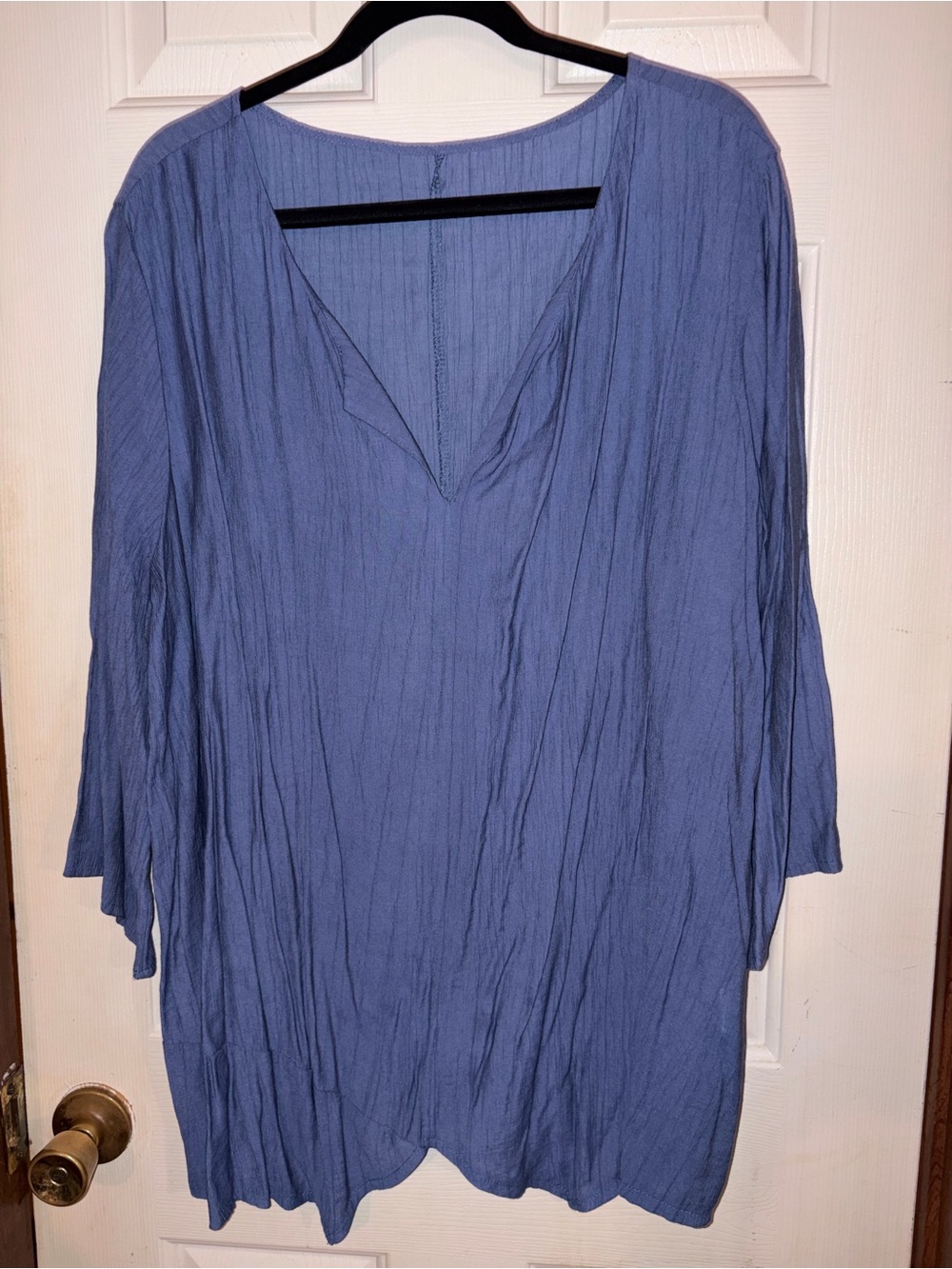 Women's Blue V-Neck Tunic Top